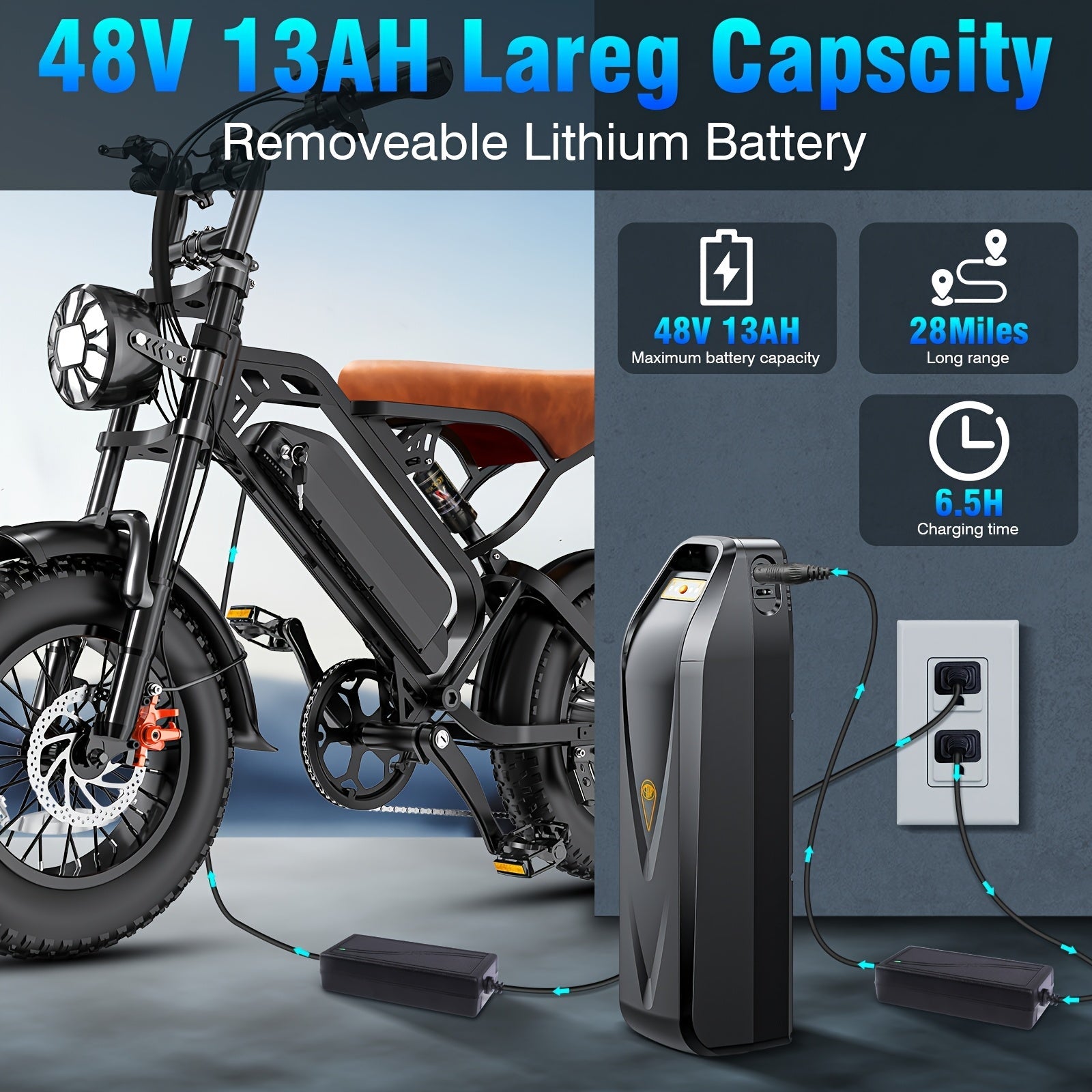 749W 27.9MPH All-Terrain Electric Mountain Bike For Adults -16" Heavy-Duty Alloy Steel Frame, 5-Speed 48V13A Removable Battery, Full Suspension & Disc Brakes, Capacity, 27.9MPH & 25-Mile Range, Foldable E-Bike With LCD Display