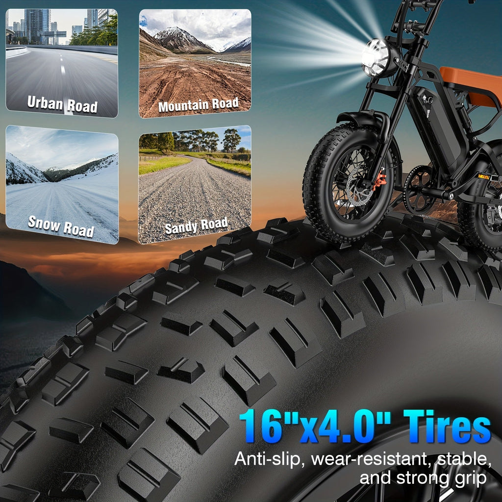 749W 27.9MPH All-Terrain Electric Mountain Bike For Adults -16" Heavy-Duty Alloy Steel Frame, 5-Speed 48V13A Removable Battery, Full Suspension & Disc Brakes, Capacity, 27.9MPH & 25-Mile Range, Foldable E-Bike With LCD Display