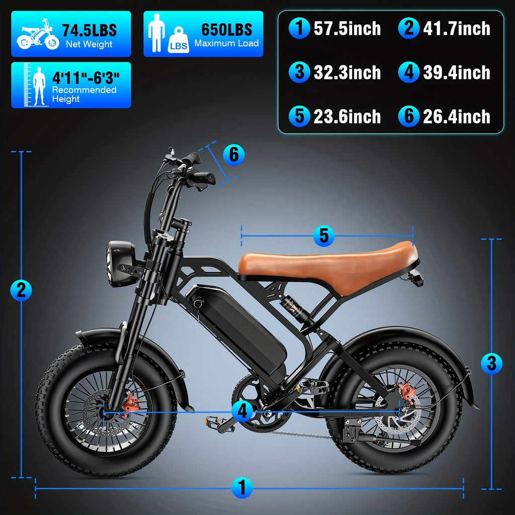 749W 27.9MPH All-Terrain Electric Mountain Bike For Adults -16" Heavy-Duty Alloy Steel Frame, 5-Speed 48V13A Removable Battery, Full Suspension & Disc Brakes, Capacity, 27.9MPH & 25-Mile Range, Foldable E-Bike With LCD Display