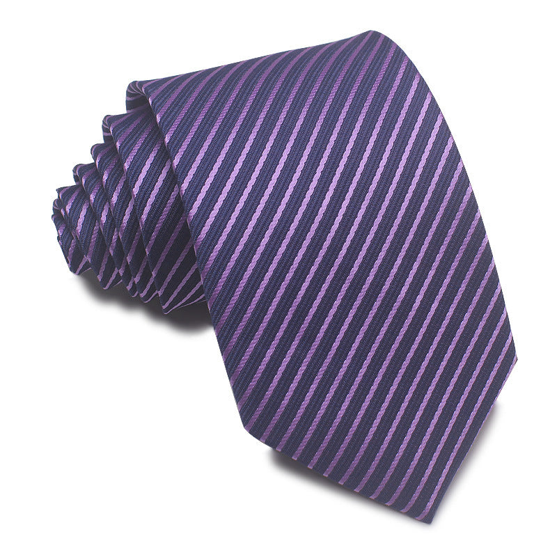 8CM Polyester Jacquard Striped Tie Men's Business Formal Red Black Blue
