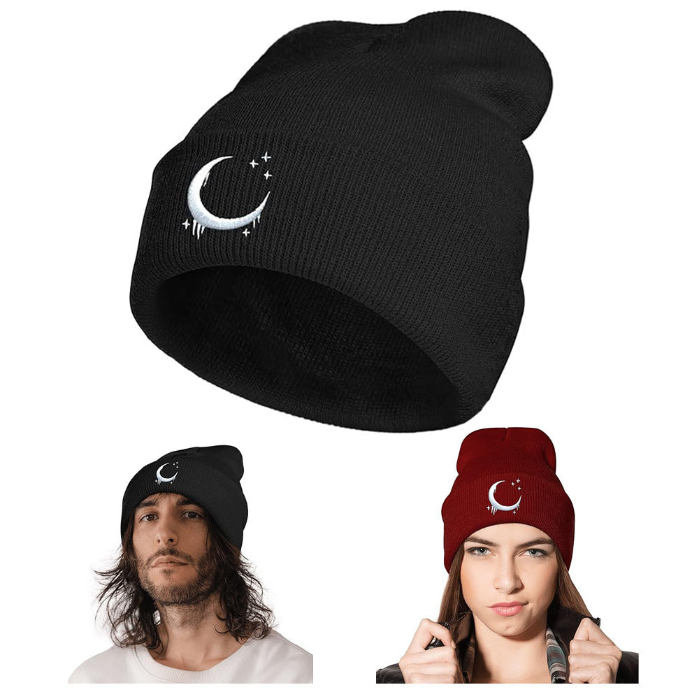 Amazon Embroidered Knitted Hat With Moon And Stars Design AutumnWinter Wool Hat