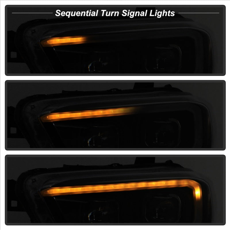 SPYDER xTune 16-18 Toyota Tacoma SR/SR5 DRL Proj Headlights w/Turn Signal - Blk Smk (PRO-JH-TTA16-SR-BSM) 9043000