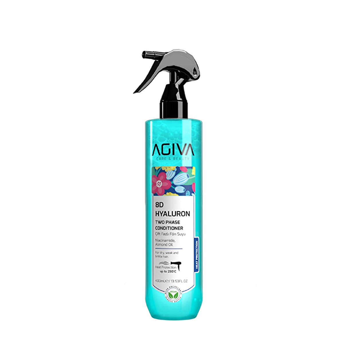 Agiva 8D Hyaluron Hair Moisturizing Spray: Heat Protectant, Shine & Easy Comb - Hydrating Hyaluronic Acid, Almond Oil Leave-In Conditioner