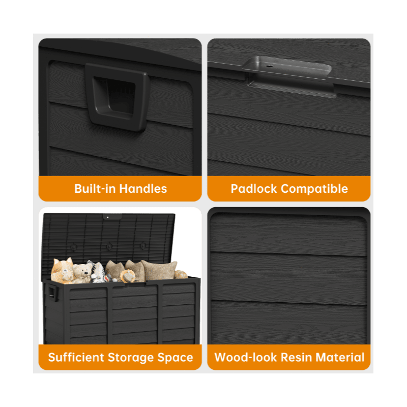 75 - Gallon Outdoor Storage Box with Handles – Black - PhishStones Products