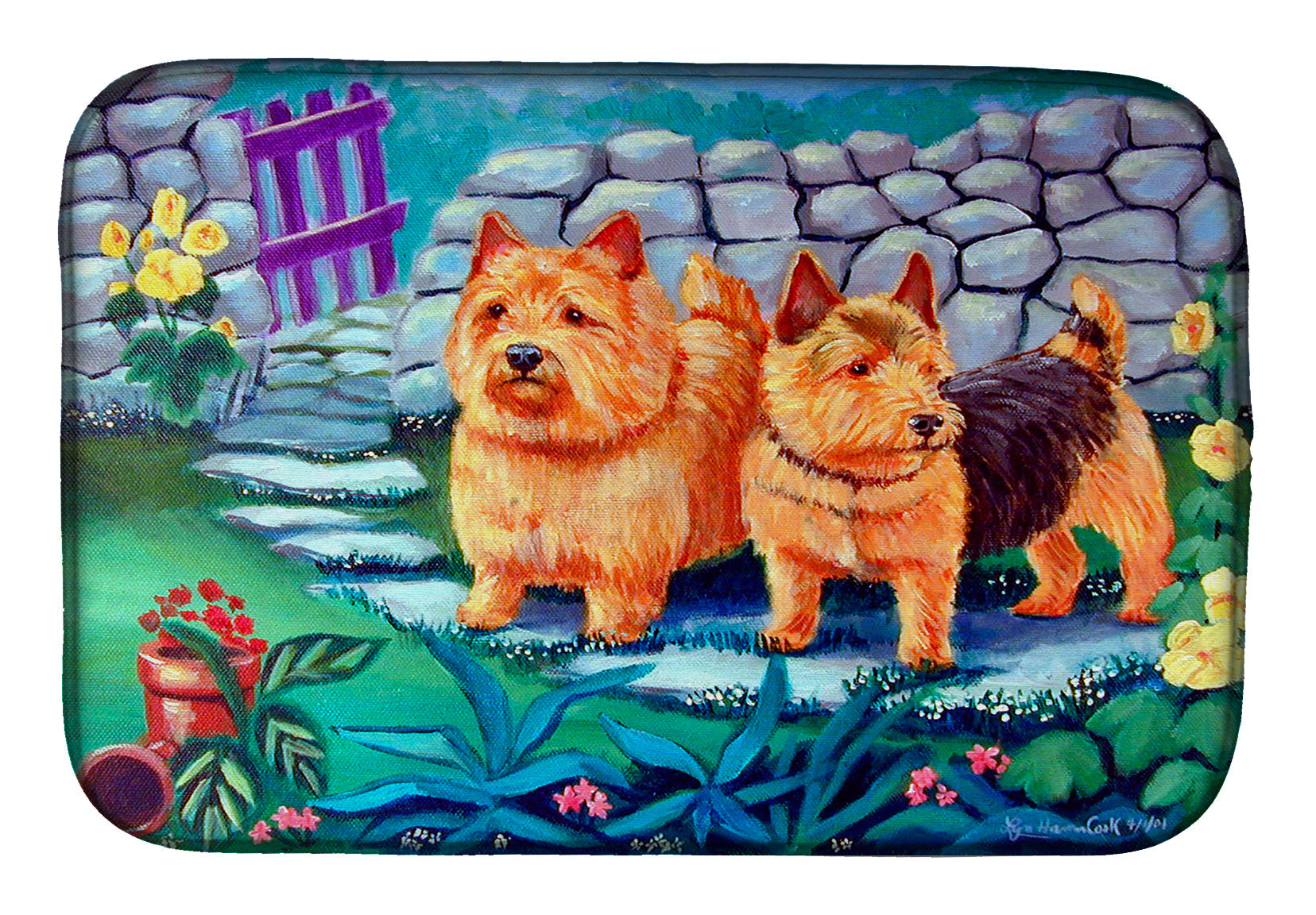 Norwich Terrier Dish Drying Mat Absorbent Dish Drying Mat Pad for Kitchen Counter Dish Drainer Mat for Countertop, 14 x 21", Multicolor