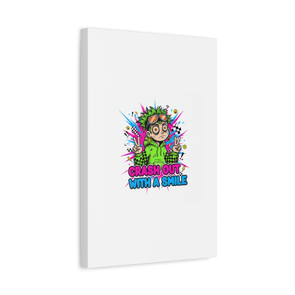 Crash Out With a Smile Canvas Print | Neon Skate Graffiti, Meme Meltdown Art