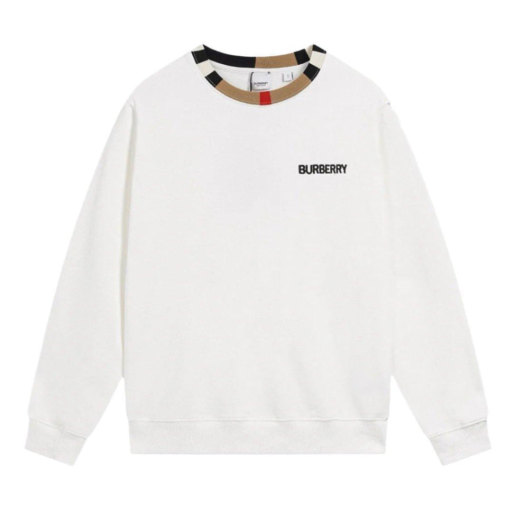 BURBERRY JARRAD WHITE COTTON ICON STRIPE COLLAR RED LOGO SWEATER