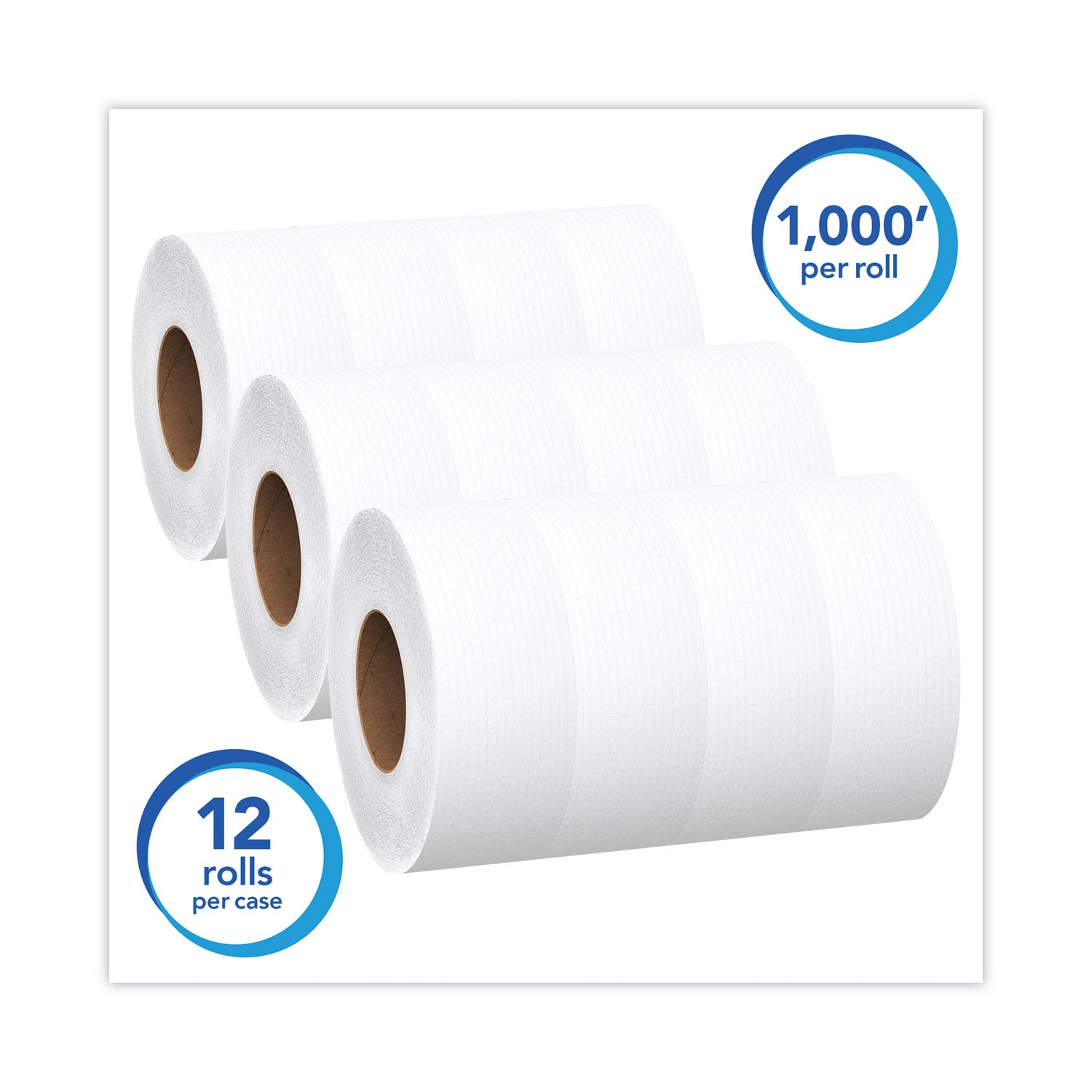 Scott Essential 100% Recycled Fiber JRT Bathroom Tissue for Business, Septic Safe, 2-Ply, White, 3.55" x 1,000 ft, 12 Rolls/Carton