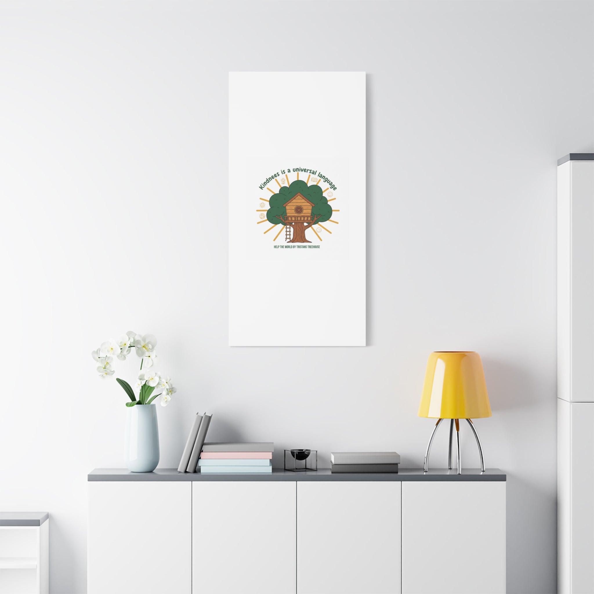 Kindness Is a Universal Language Canvas | Eco Humor, Treehouse Art