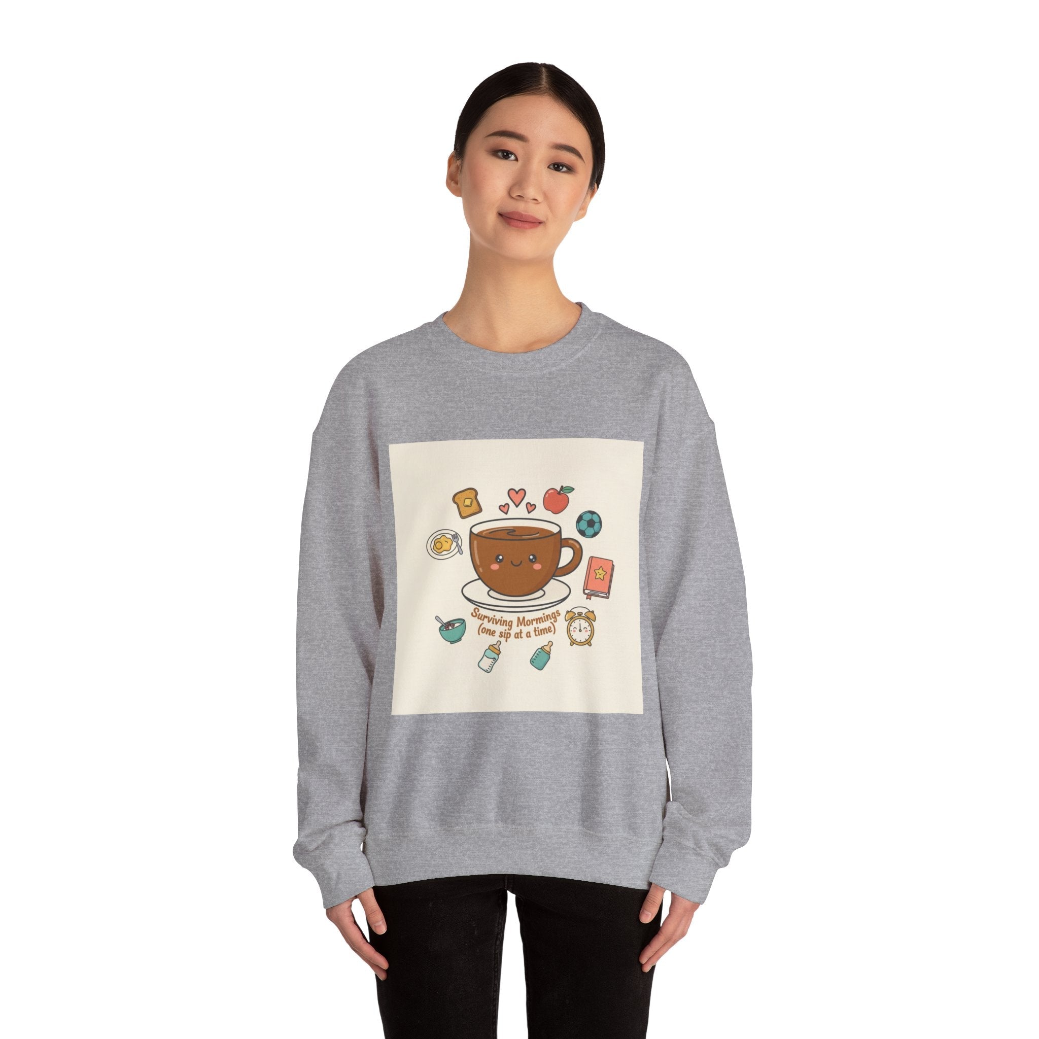 Morning Chaos Coffee Mom Sweatshirt | parenting morning humor, tired parent shirt