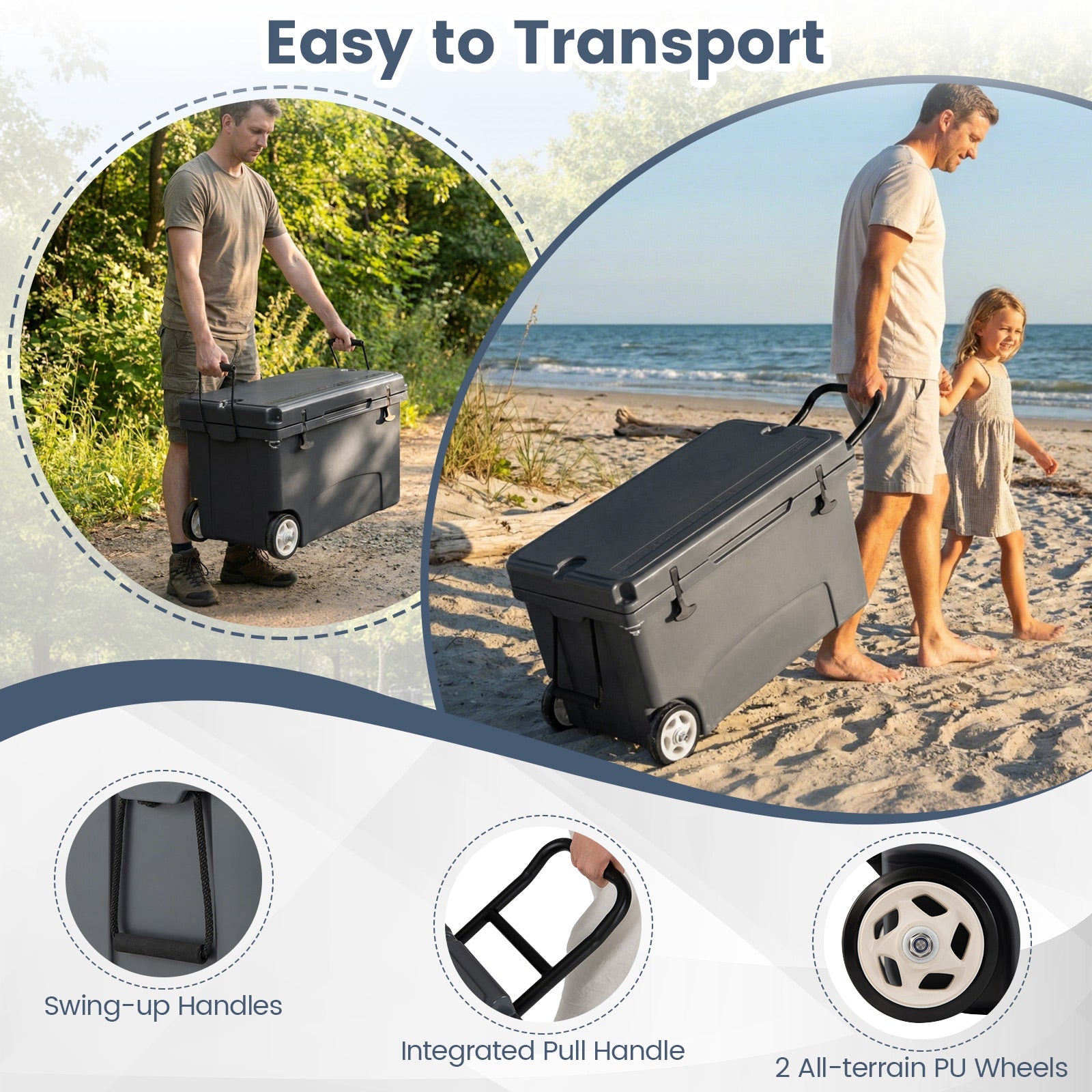 75 Quart Portable Hard Cooler with 6-Day Ice Retention and Wheels
