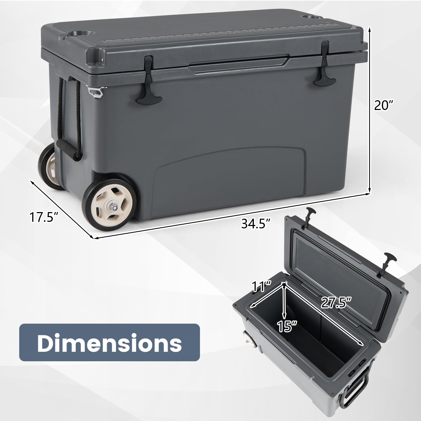 75 Quart Portable Hard Cooler with 6-Day Ice Retention and Wheels