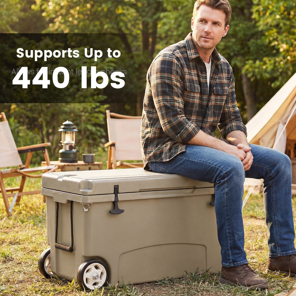 75 Quart Portable Hard Cooler with 6-Day Ice Retention and Wheels