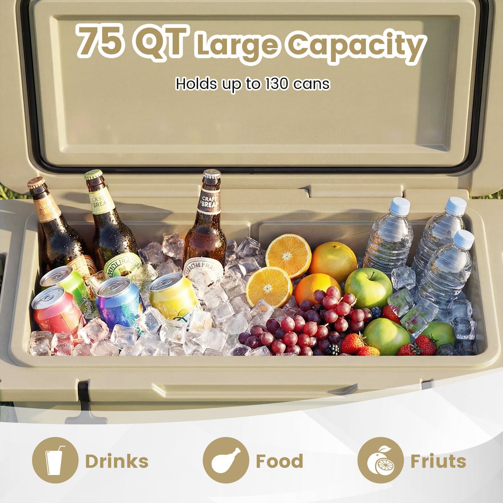 75 Quart Portable Hard Cooler with 6-Day Ice Retention and Wheels