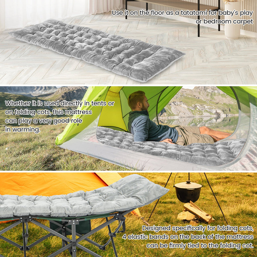 75 x 27.5 Inch Camping Cot Pads with Soft and Breathable Crystal Velvet