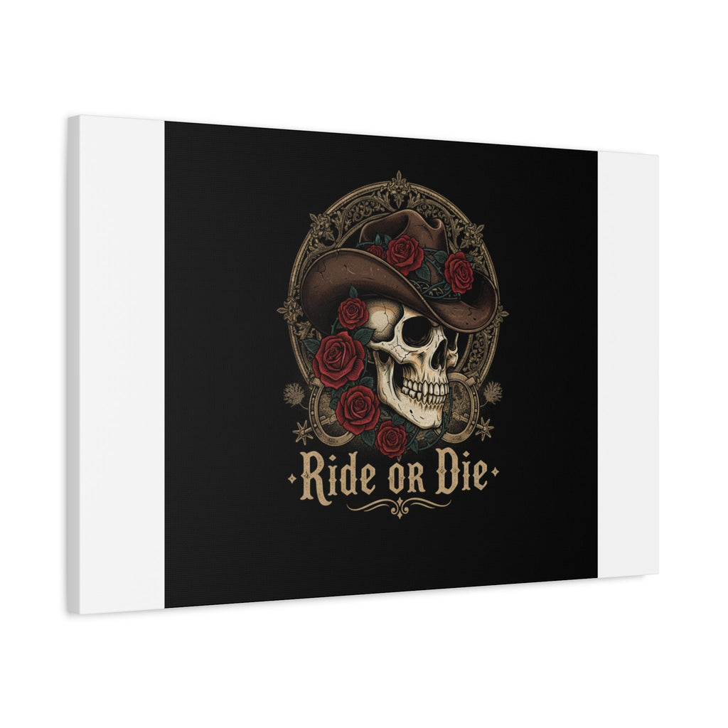 Ride or Die Skull Canvas | Western Skull Art, Gothic Americana