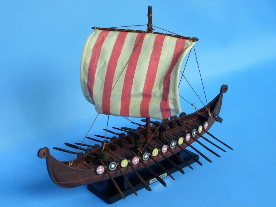 Wooden Viking Drakkar Model Boat 14""