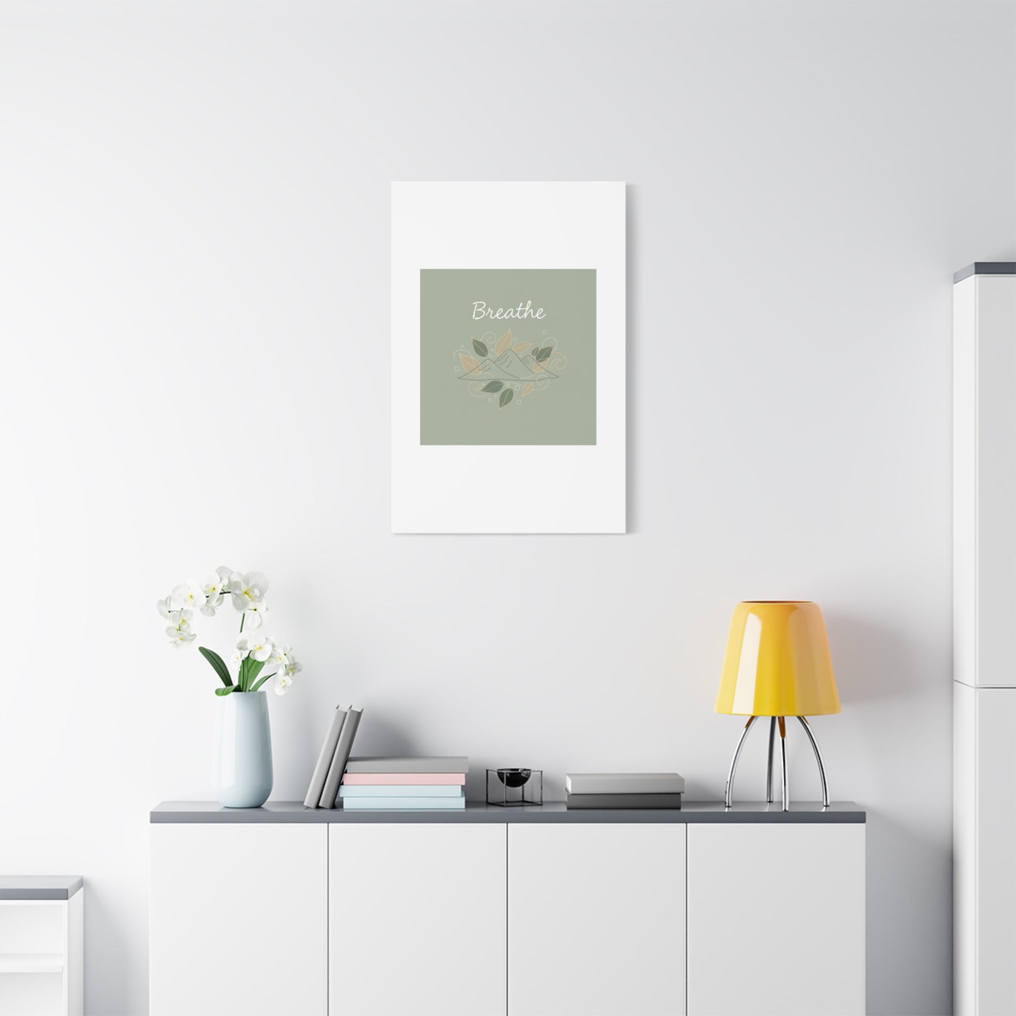Breathe Mountain Line Canvas | Nature Symbols, Minimal Forest Wall Art