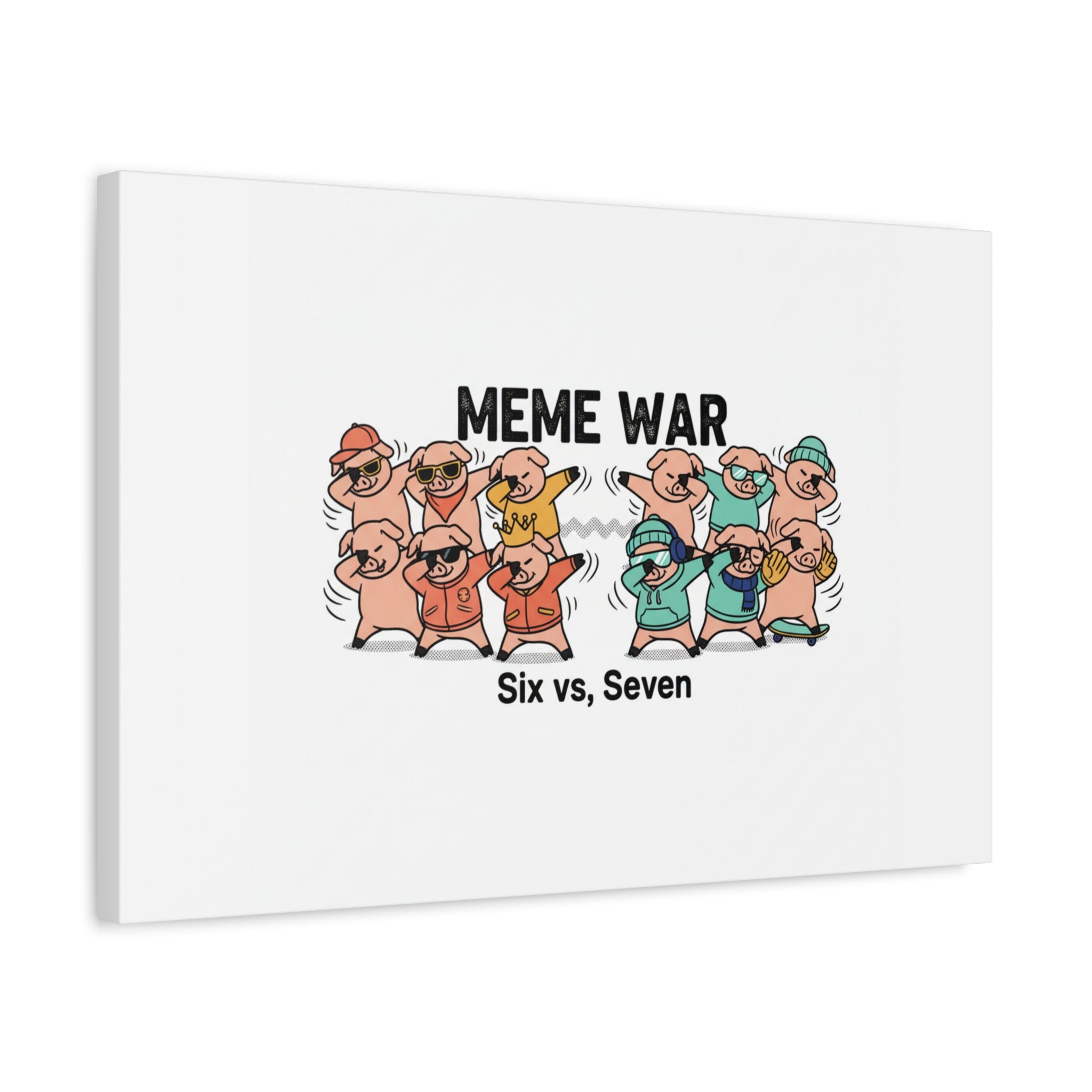 Meme War: Six vs. Seven Canvas Wall Art