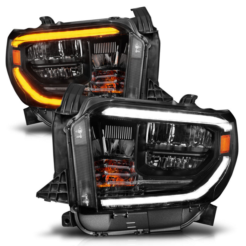 ANZO 2014-2021 Toyota Tundra LED Crystal Headlights w/ Switchback Black Housing w/ DRL 111533
