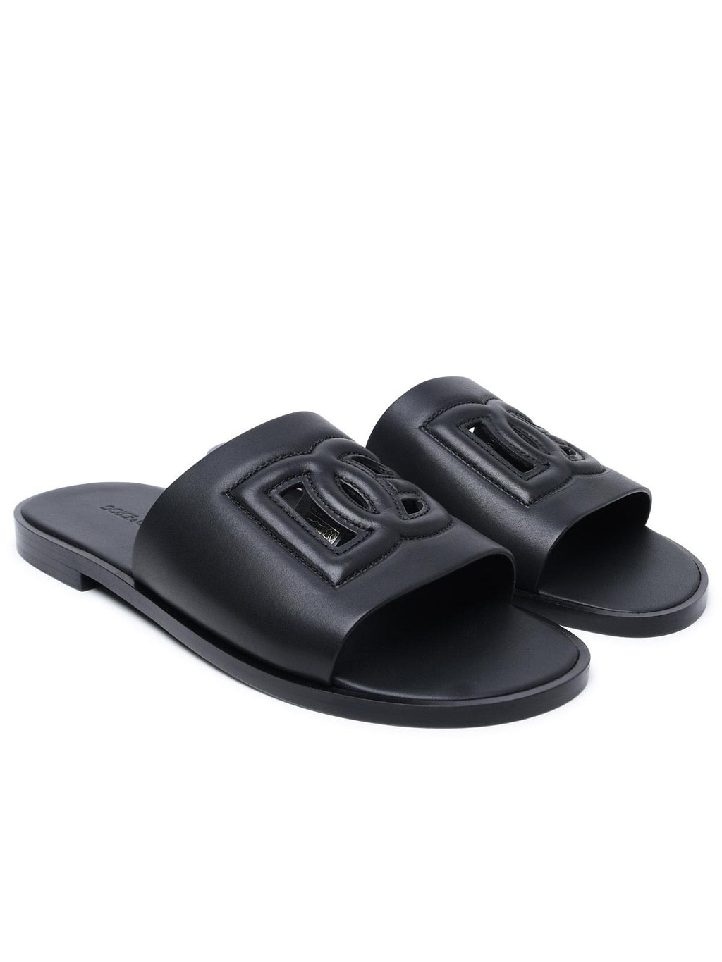 Dolce & Gabbana Black Nappa Slippers