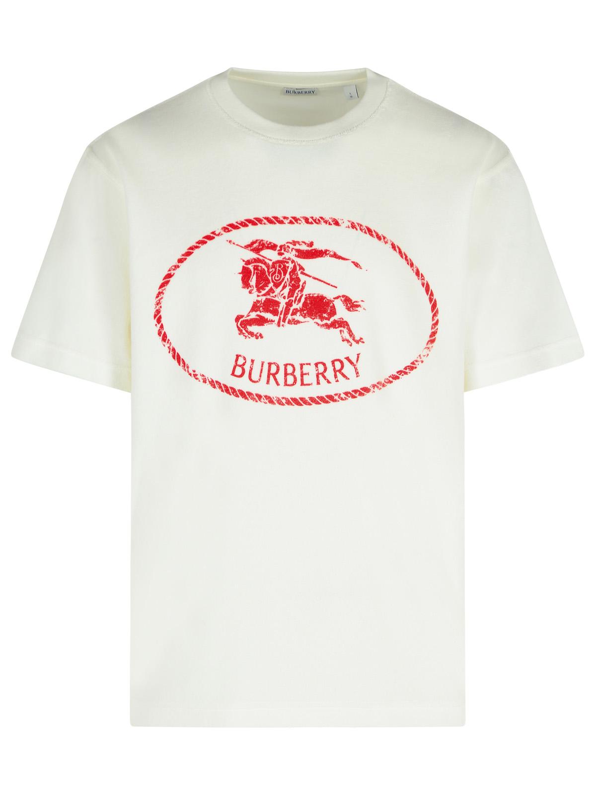 Burberry White Cotton Blend T-Shirt Men