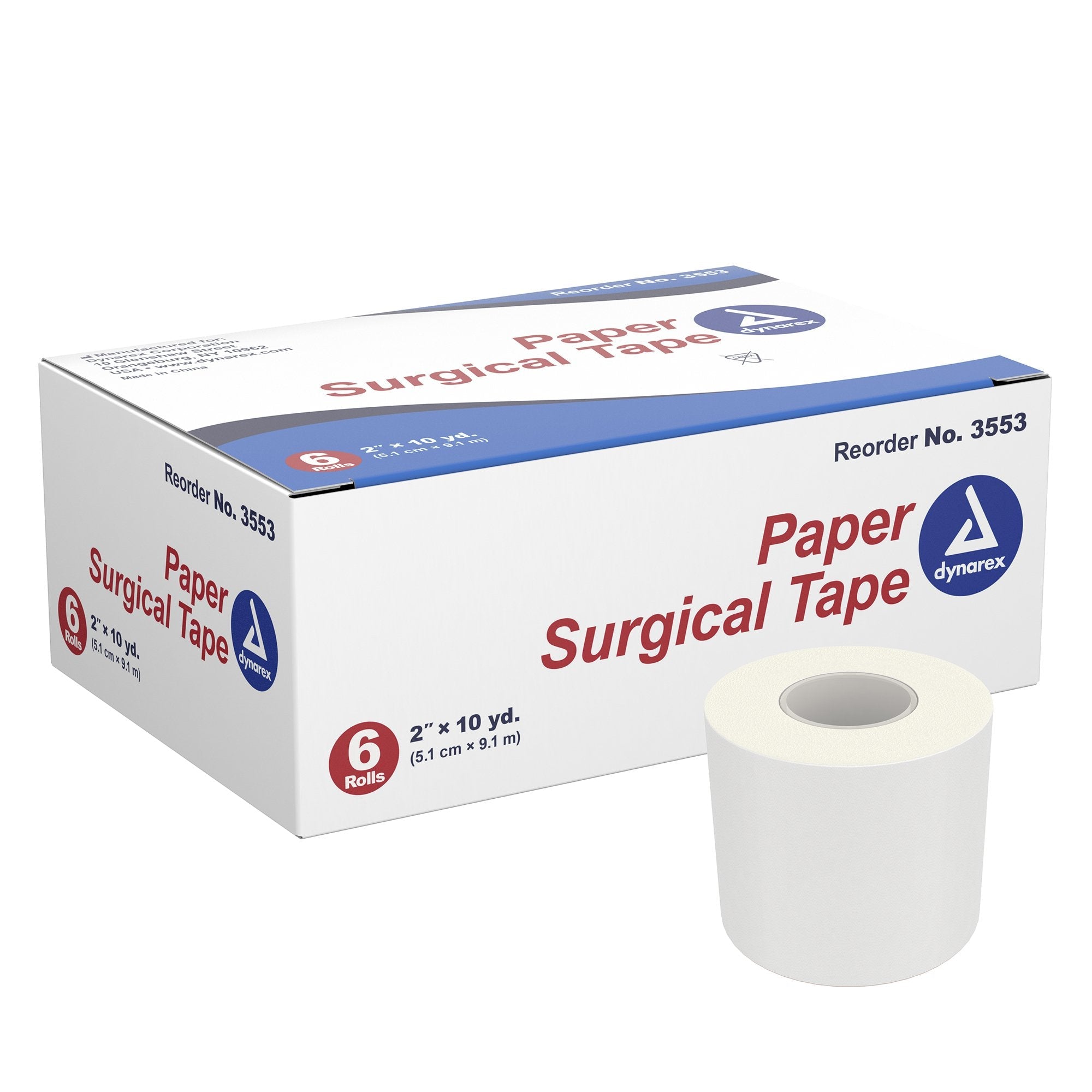 dynarex® Paper Medical Tape, 2 Inch x 10 Yard, White 3553