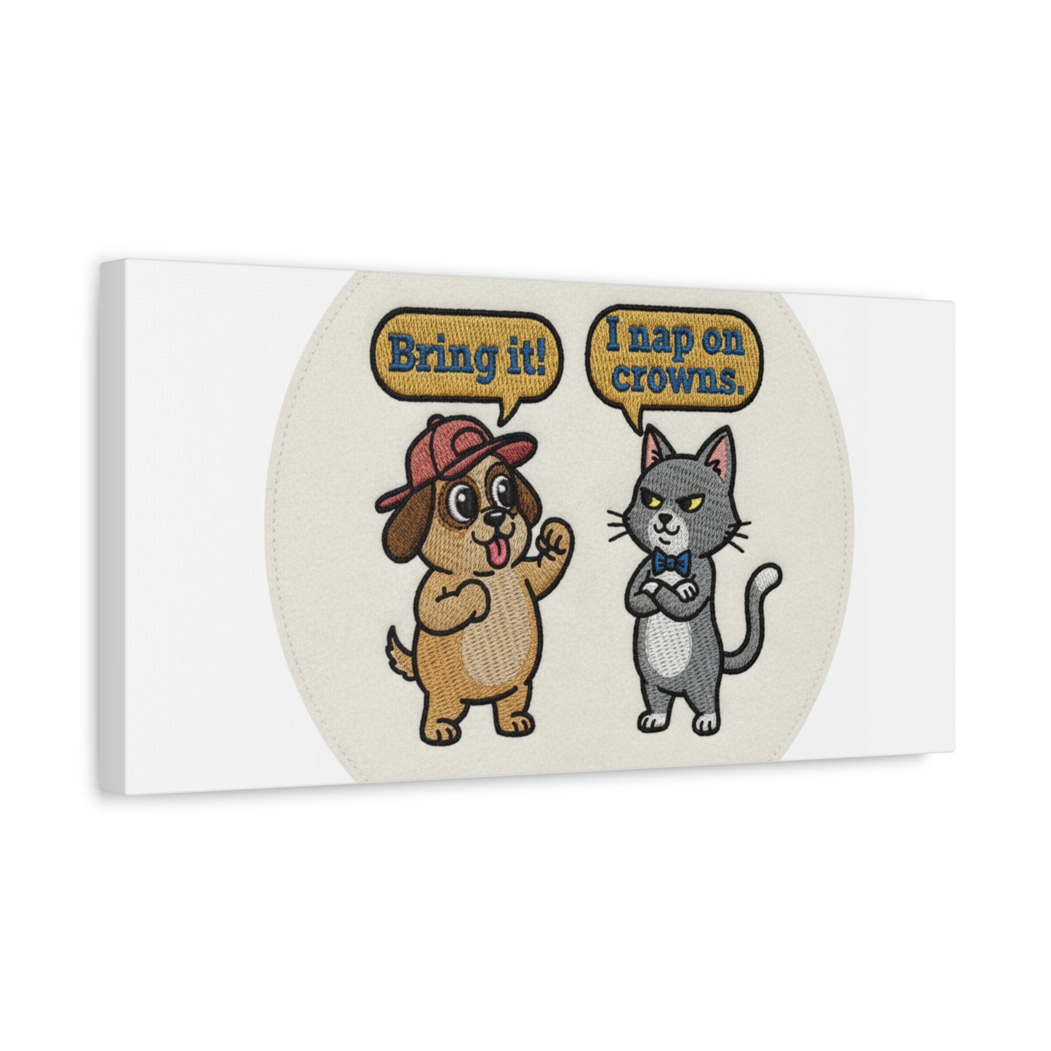 Funny Cat vs Dog Canvas | Pet Rivalry Wall Art