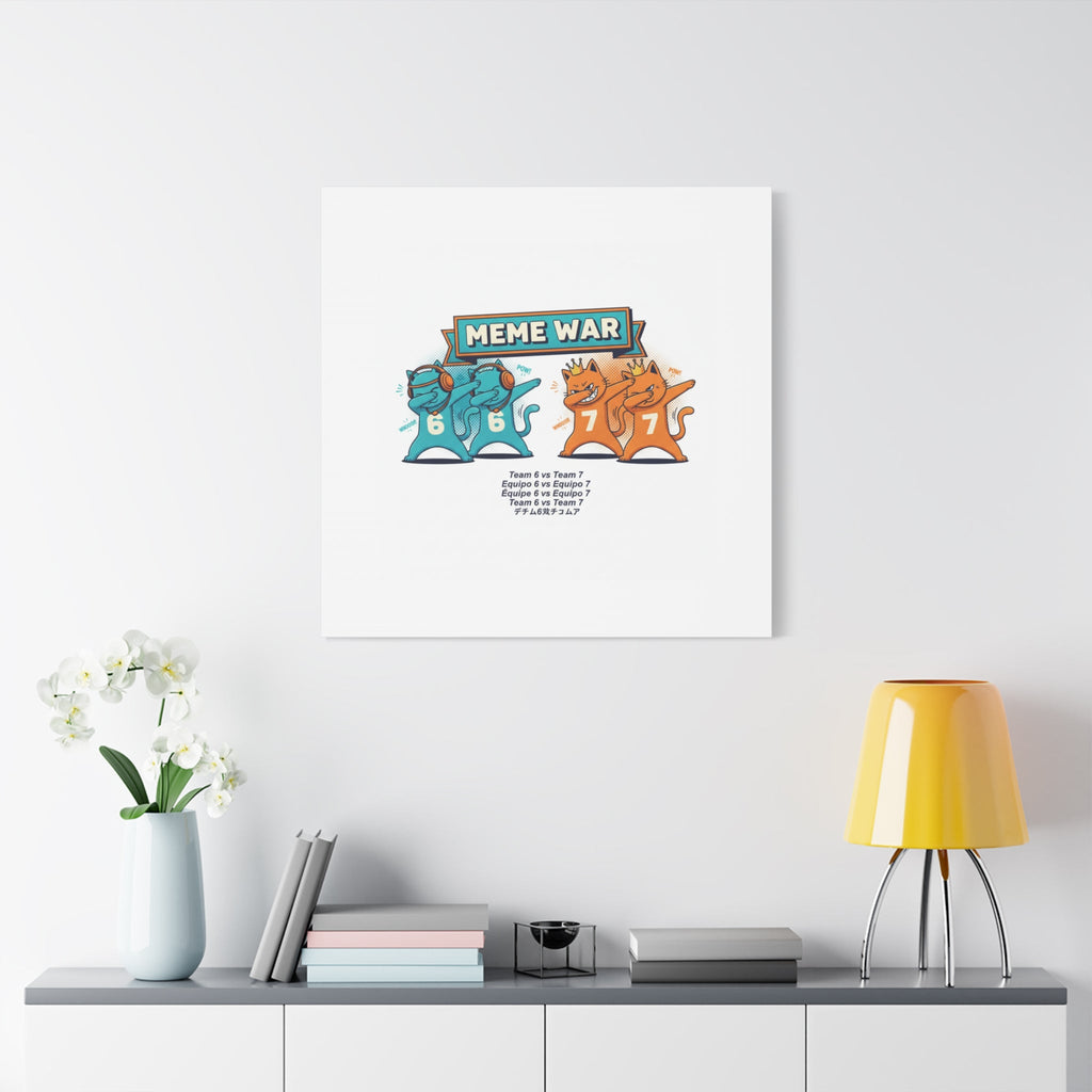 Meme War: Six vs. Seven Canvas Wall Art