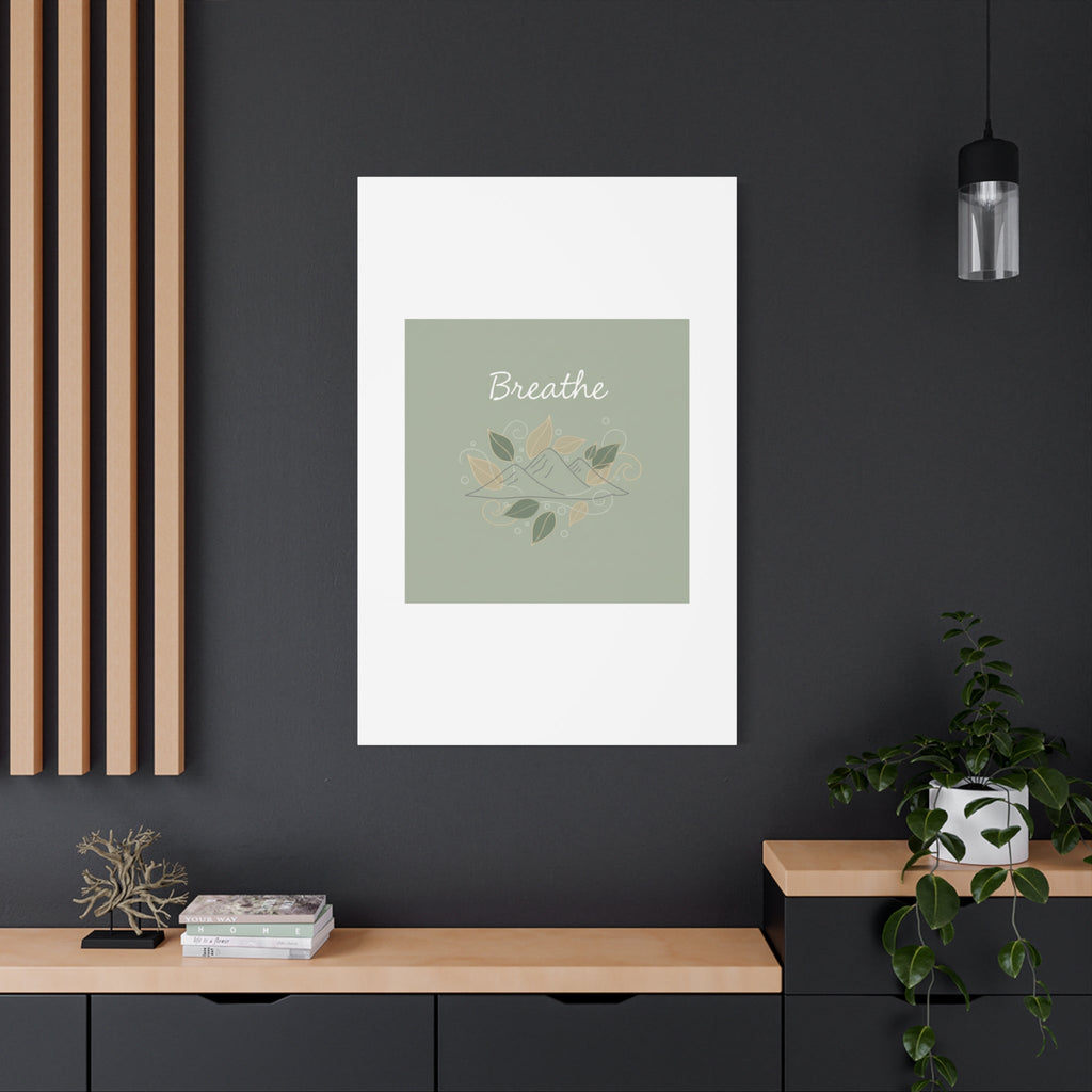 Breathe Mountain Line Canvas | Nature Symbols, Minimal Forest Wall Art