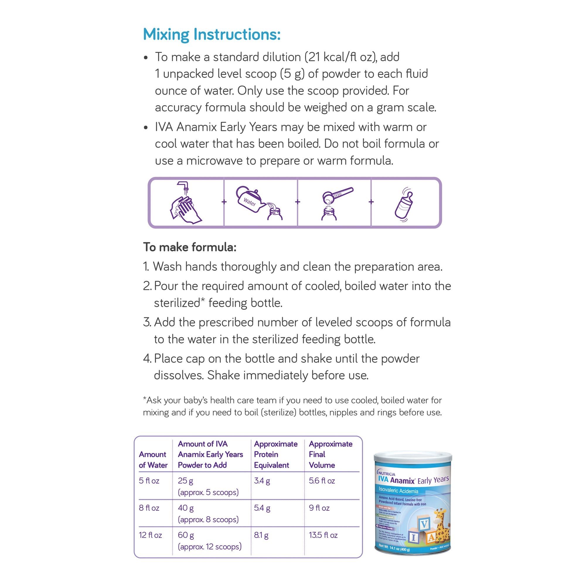 IVA Anamix® Early Years Amino Acid–Based, Leucine-Free Infant Formula with Iron 90211