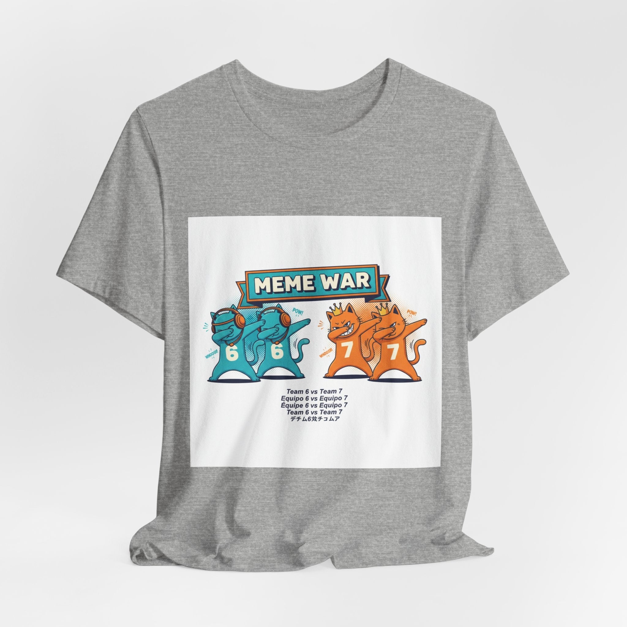 Meme War Cats Dabbing T-Shirt — Six vs. Seven Funny Graphic Tee