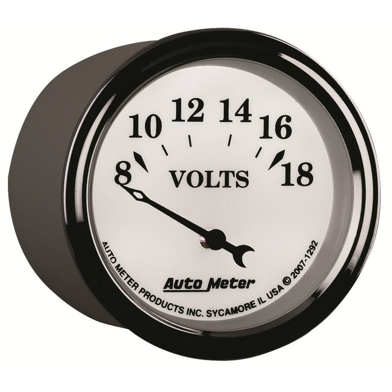 AutoMeter Gauge Voltmeter 2-1/16in. 18V Elec Old Tyme White II 1292