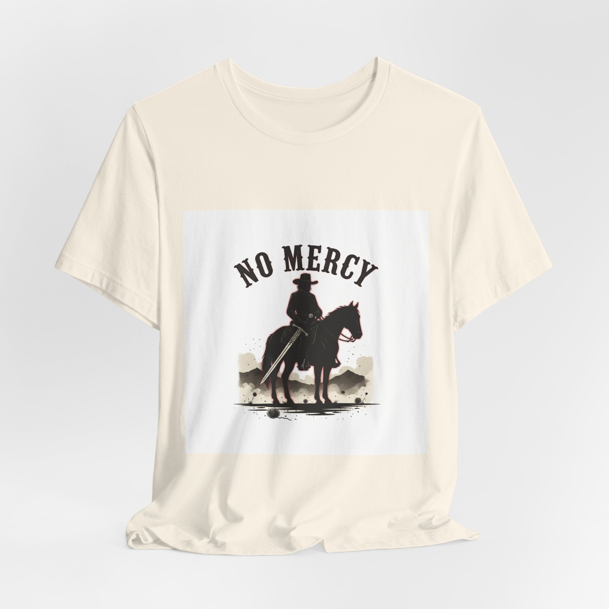 No Mercy Cowboy Skull Tee | Western-Gothic, desert noir design