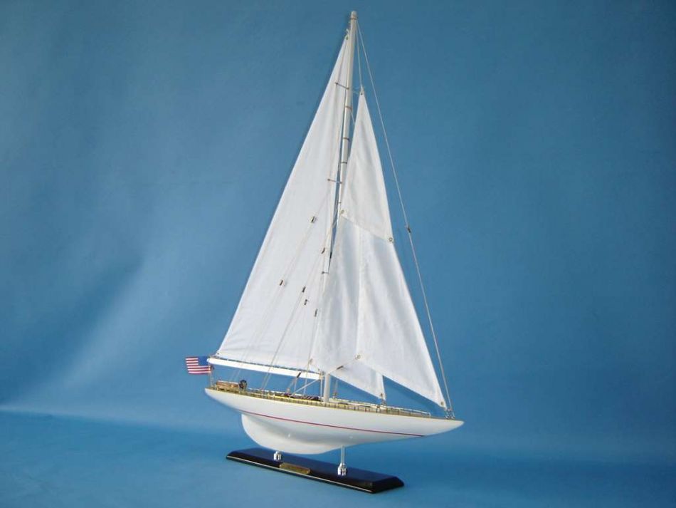 Wooden Intrepid Limited Model Sailboat Decoration 27""
