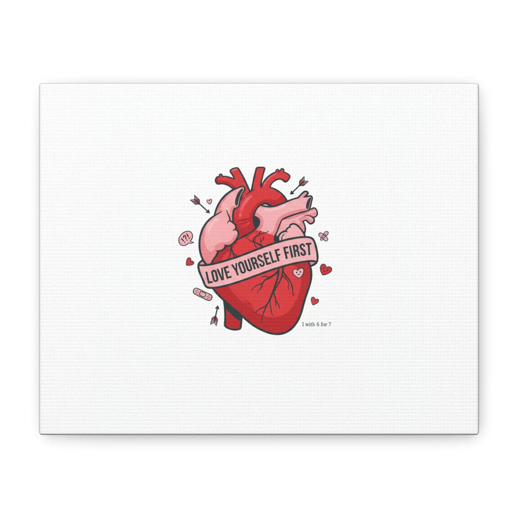 Love Yourself First Canvas, Hearts-with-a-Twist, Anti-Valentine Art