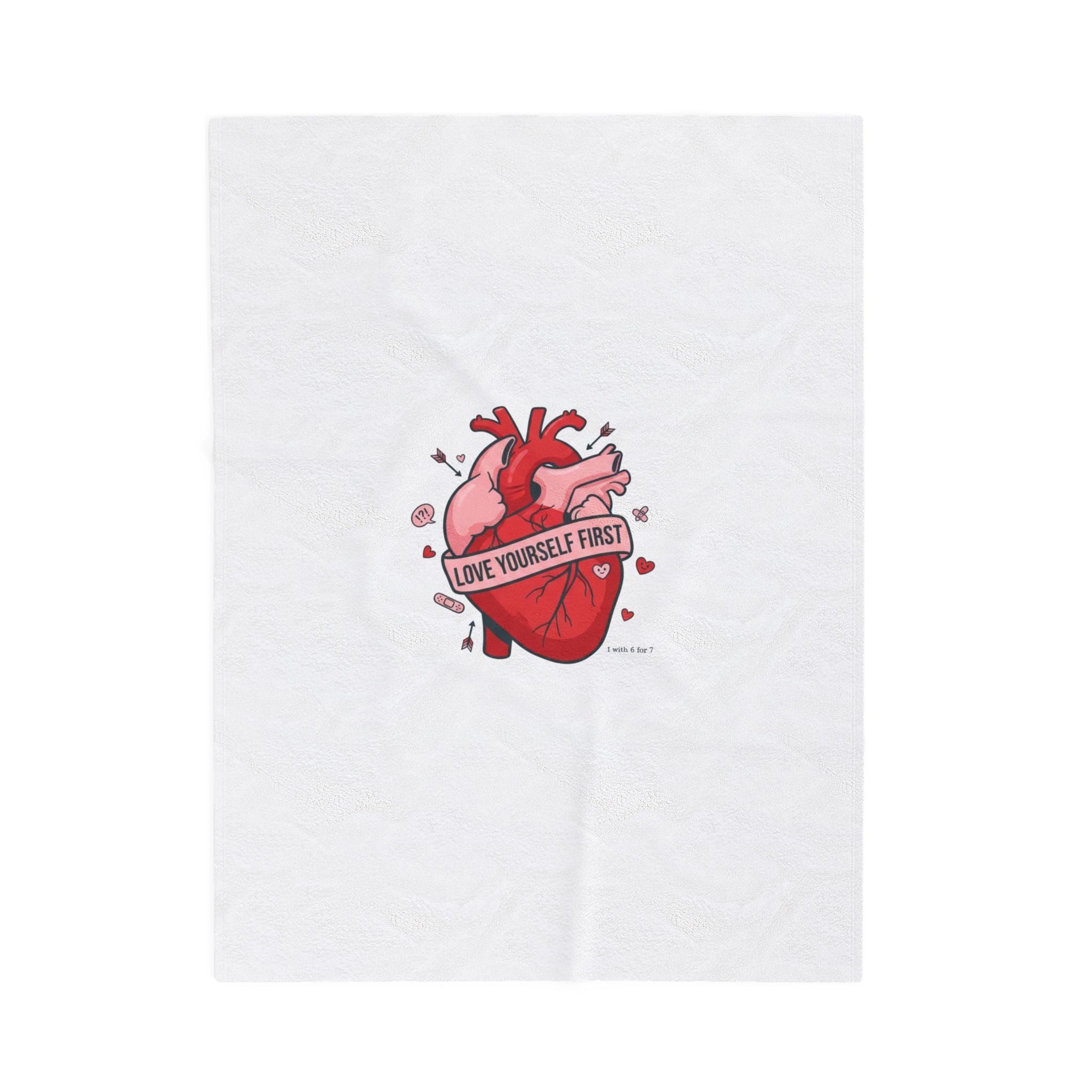 Love Yourself First Heart Illustration Velveteen Plush Blanket, anti‑Valentine, edgy heart