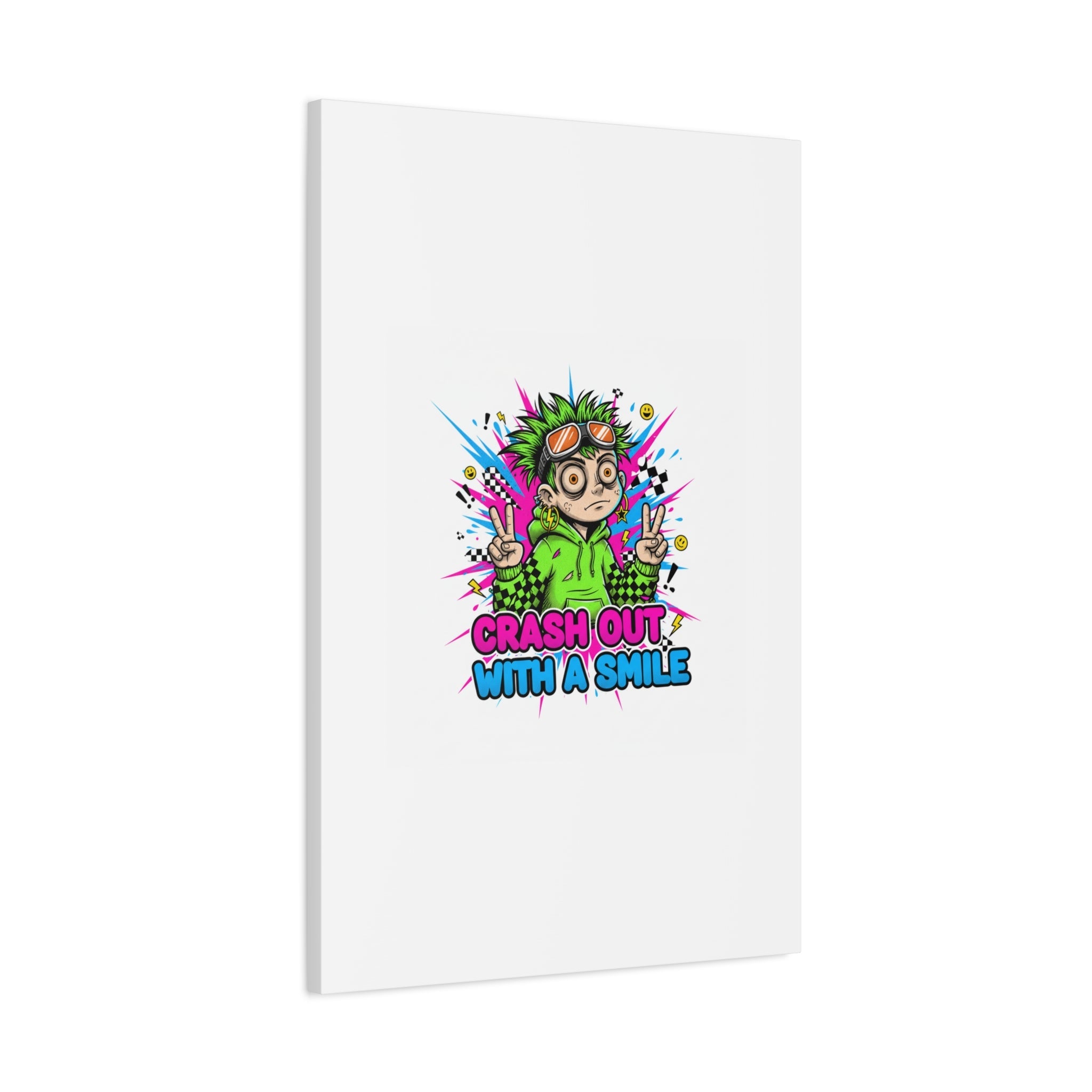 Crash Out With a Smile Canvas Print | Neon Skate Graffiti, Meme Meltdown Art
