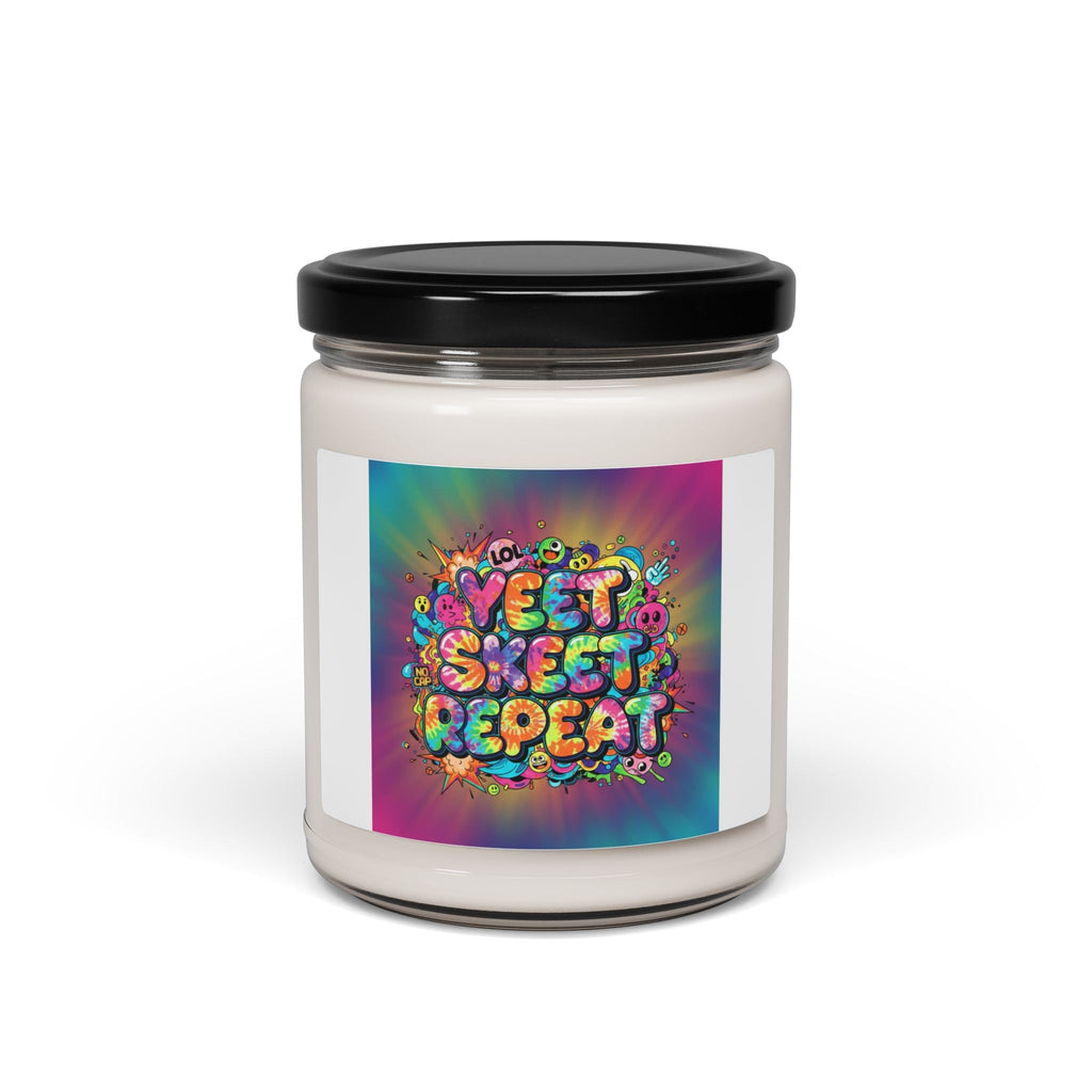 Yeet Sweet Repeat Candle | Slogan & Glitch Graphic, Soy Jar