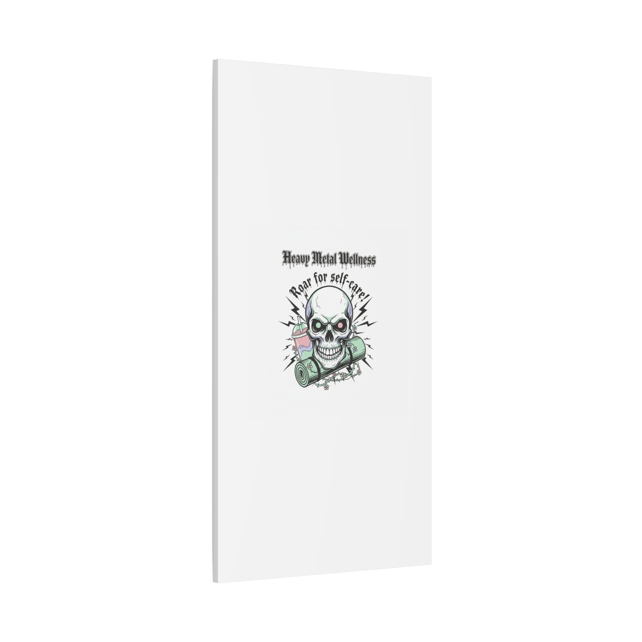 Roar for Self-Care Skull Canvas | heavy metal wellness, gothic wellness quote