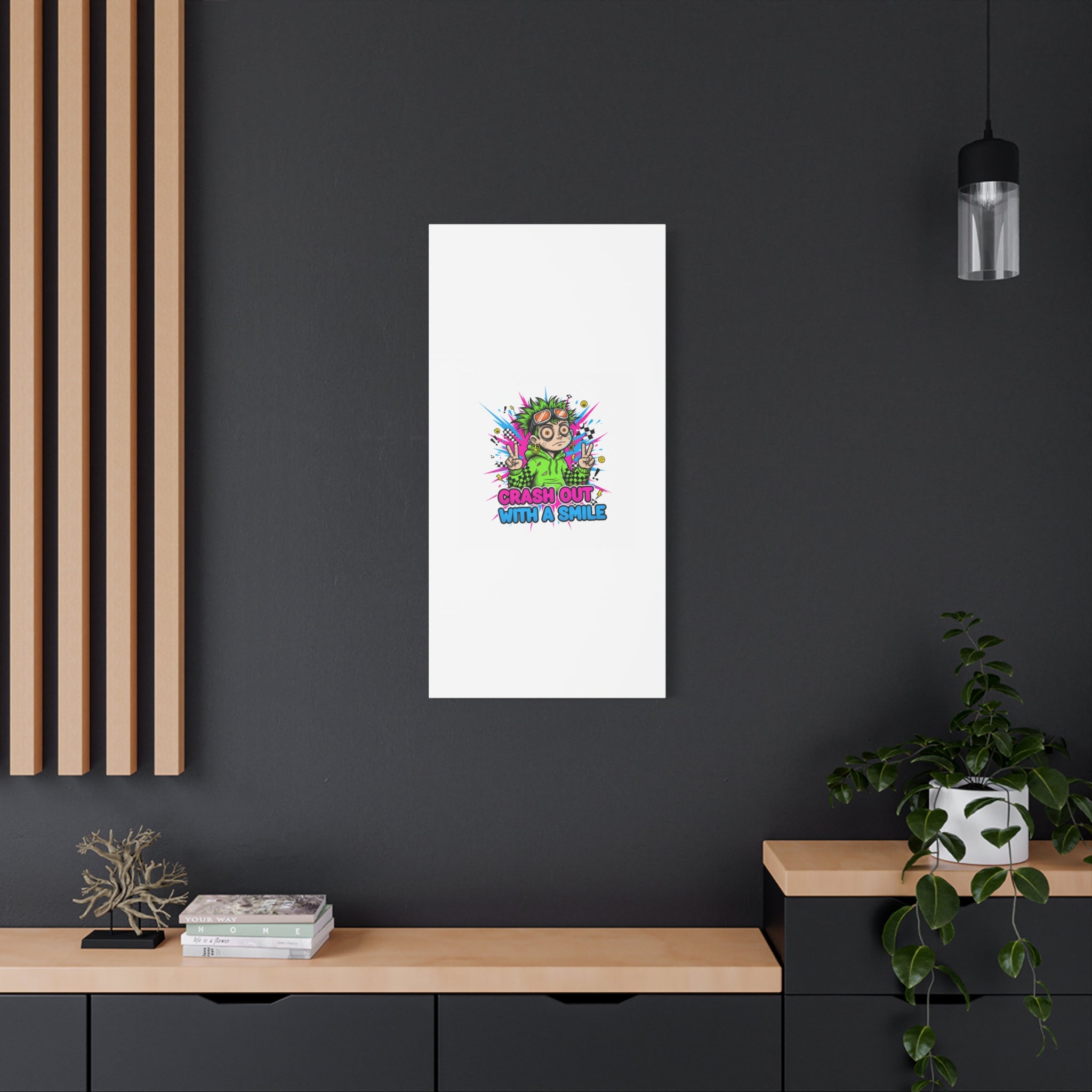 Crash Out With a Smile Canvas Print | Neon Skate Graffiti, Meme Meltdown Art