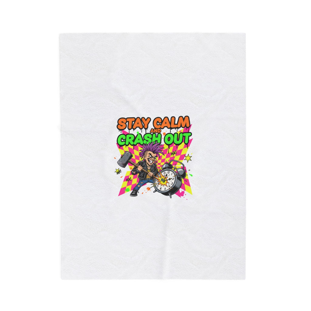 Stay Calm Crash Out Velveteen Blanket | neon skate graffiti, meltdown design