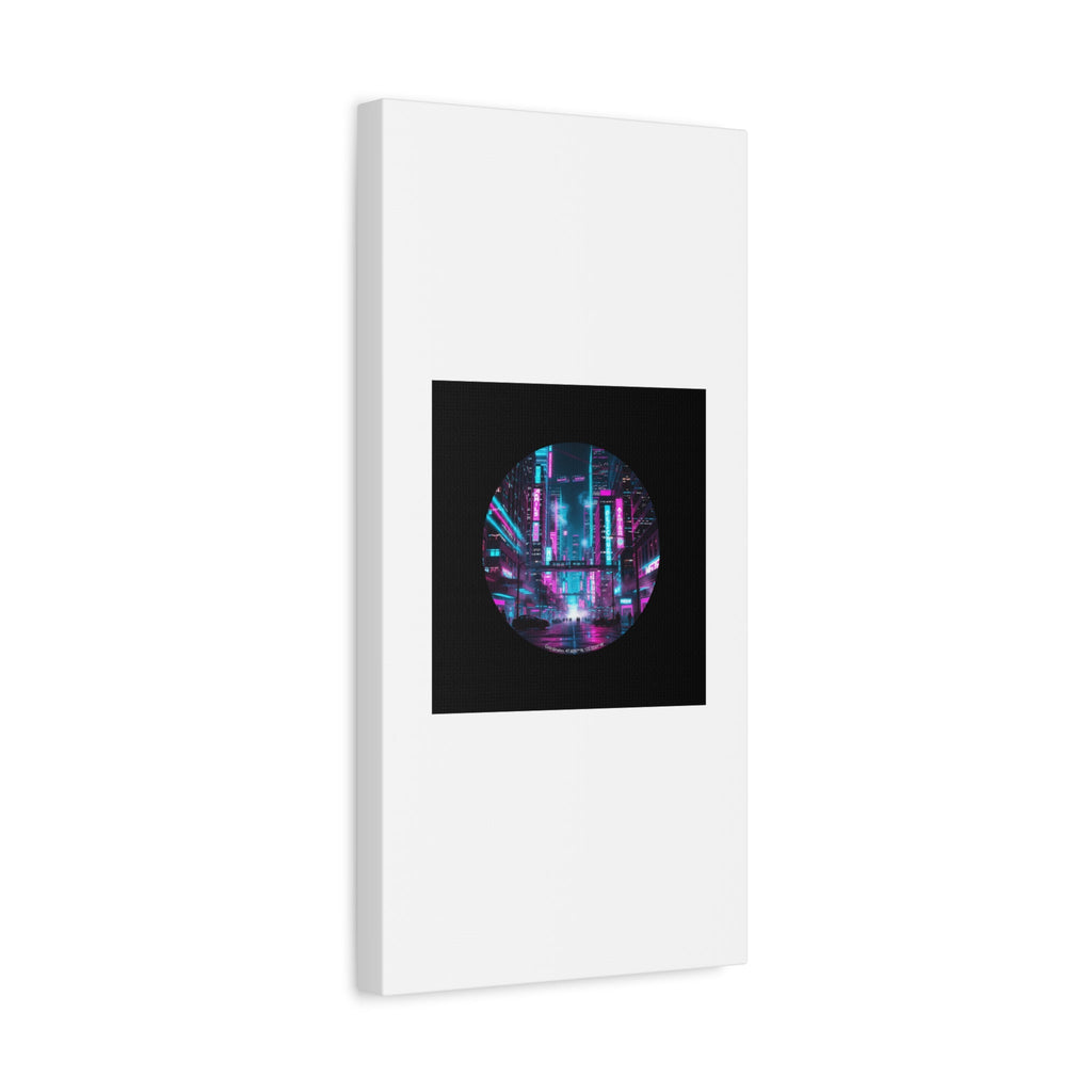 Neon Cyberpunk Cityscape Canvas | synthwave skyline, future city art
