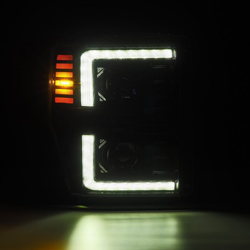 AlphaRex 08-10 Ford F250-550 PRO-Series Projector headlights Alpha-Black w/Activ Light/Seq Signal 880309 *Discontinued