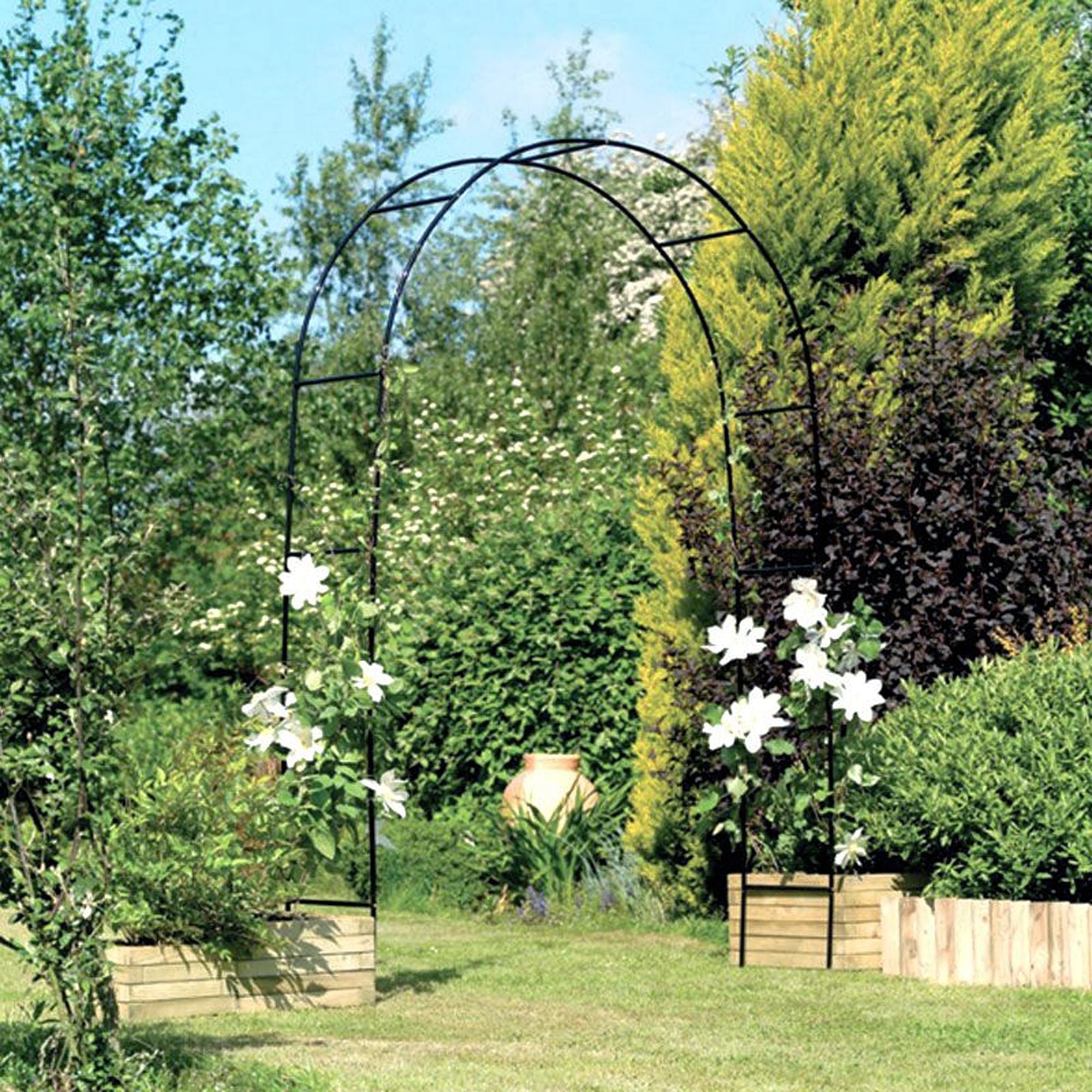78"H x 45"W Metal Garden Arch Trellis; Adjustable Arbor Trellis for Garden Climbing Plants Support or Wedding Decor,Black - PhishStones Products