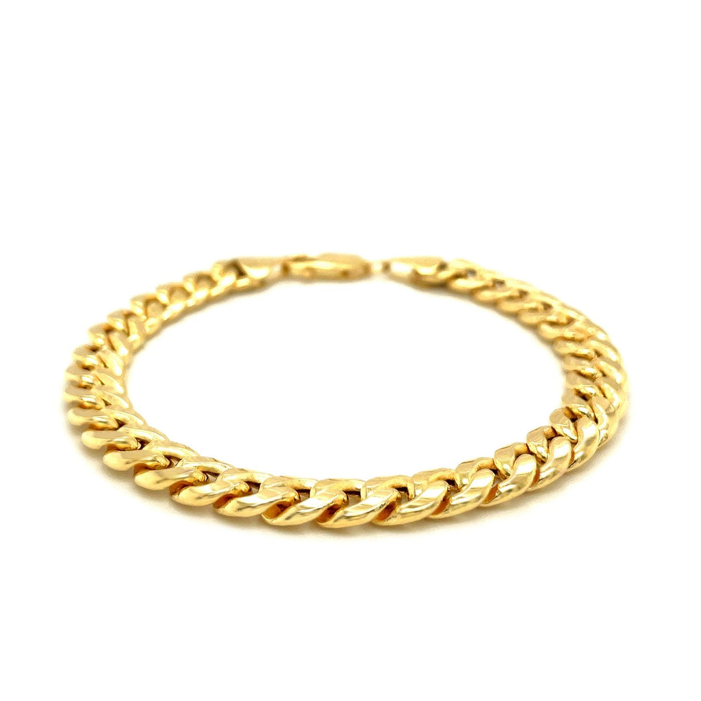 7.8mm 14k Yellow Gold Miami Cuban Semi Solid Bracelet - PhishStones Products