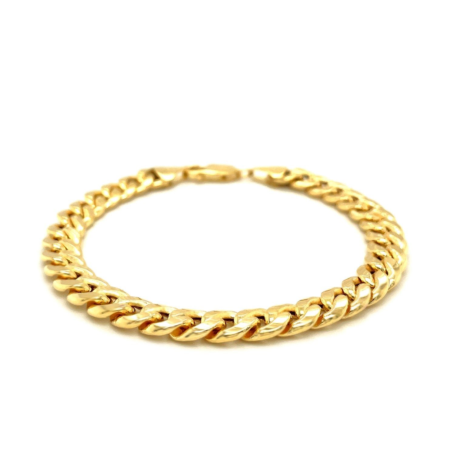7.8mm 14k Yellow Gold Miami Cuban Semi Solid Bracelet - PhishStones Products