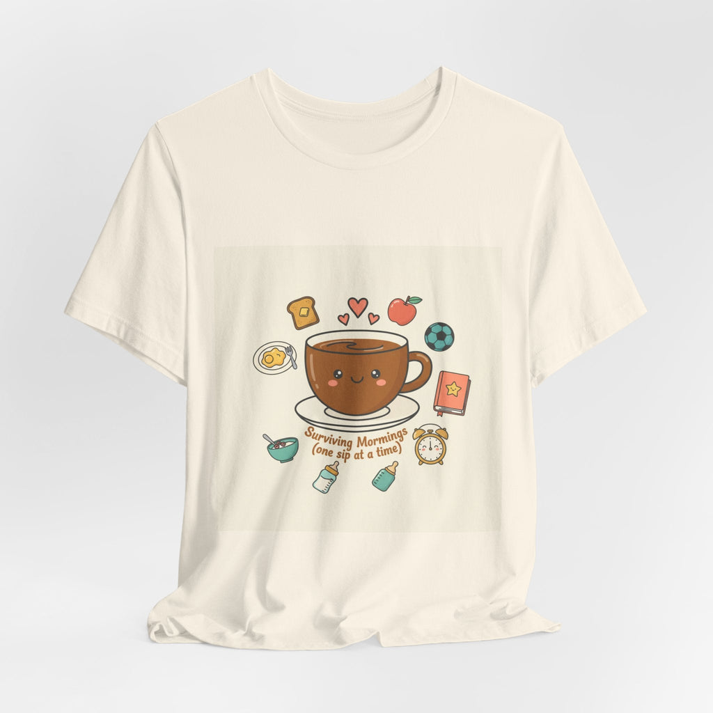 Morning Chaos Coffee & Kids Tee | mom life tee, tired parent shirt