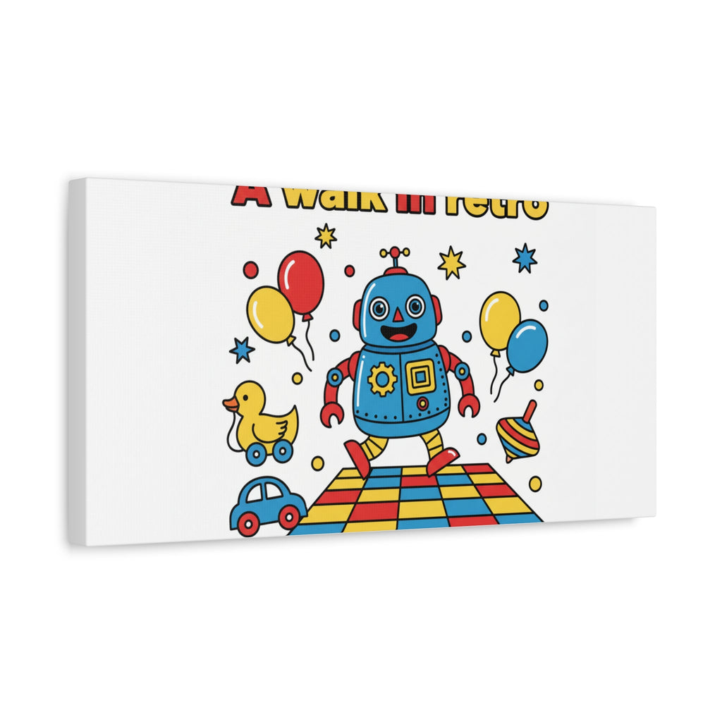 Retro Toy Robot Canvas | Throwback Kid, Primary Color Nostalgia