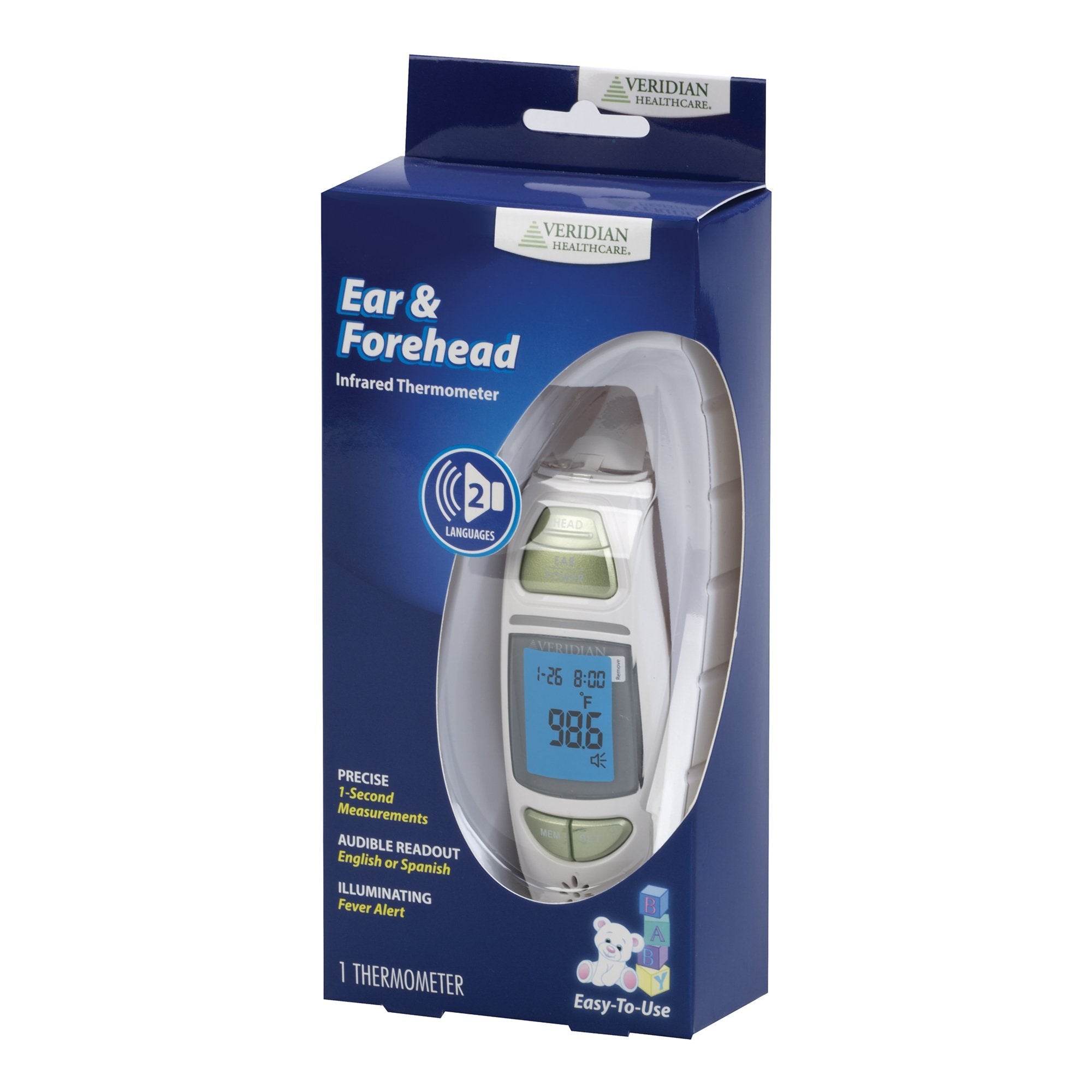Veridian Infrared Thermometer, Tympanic Ear Digital Talking Thermometer 09-342
